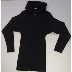 Saint Laurent Vintage Lambswool Roll Tab Turtle Neck  Black Sweater sz 40
